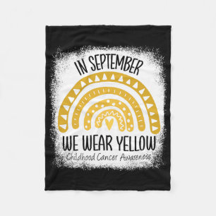 Rainbow September We Wear Yellow Childhood Cancer Fleece Blanket