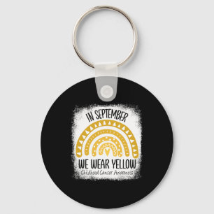 Rainbow September We Wear Yellow Childhood Cancer Key Ring