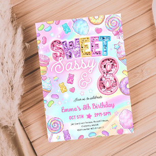 Rainbow Sequin Glitter 8th Birthday Invitation