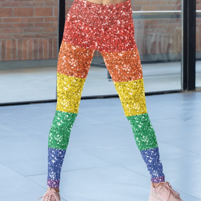 Rainbow Sequin Glitter Look Stripes Pride Leggings (Creator Uploaded)