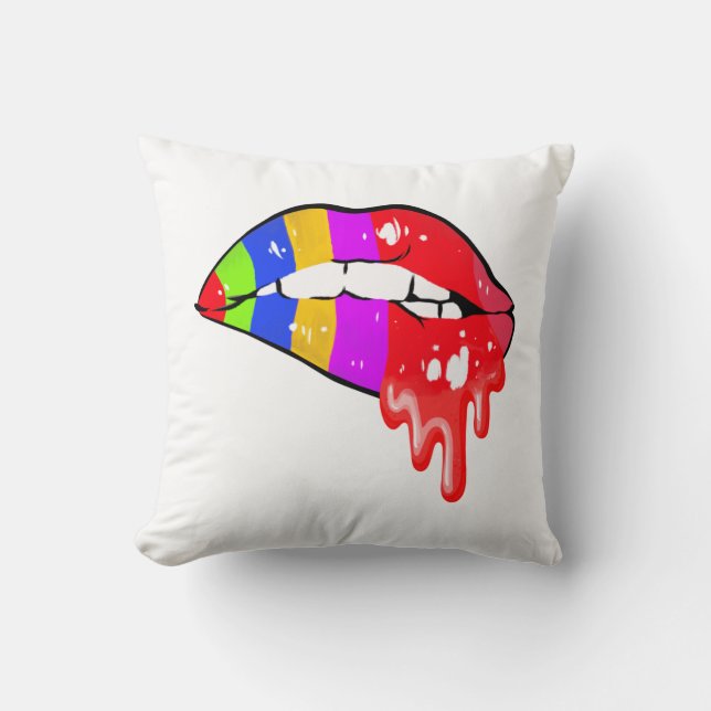 Rainbow Sexy Lips Cushion (Front)