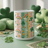 Rainbow Shamrocks Irish Pastel Lucky Pink Green
