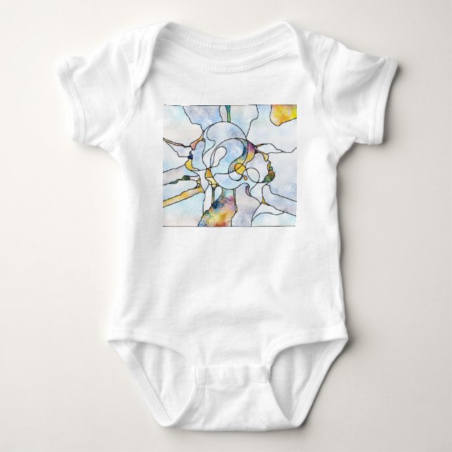 Rainbow shards, stained glass unity baby bodysuit (Front)