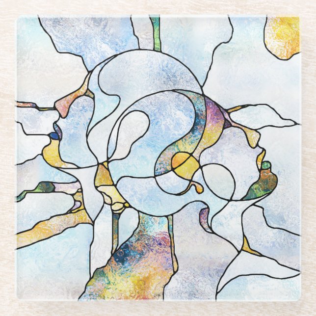 Rainbow shards, stained glass unity coaster (Front)