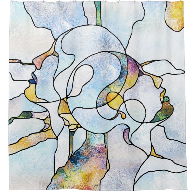 Rainbow shards, stained glass unity shower curtain (Front)