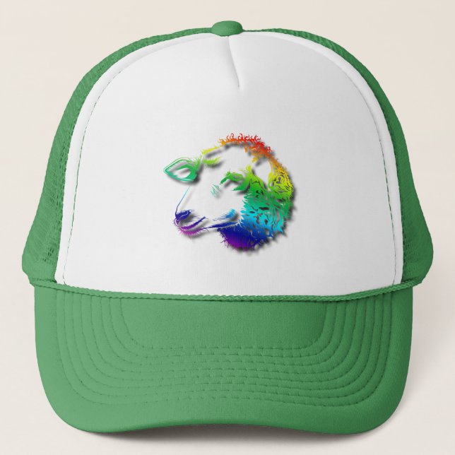 Rainbow Sheep Lamb With Shadows Drawing Trucker Hat (Front)