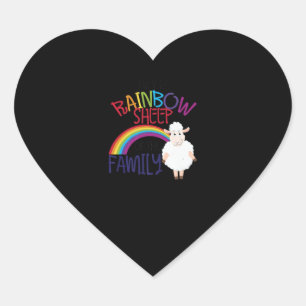 Rainbow sheep of family Colourful Sheep Gift Heart Sticker