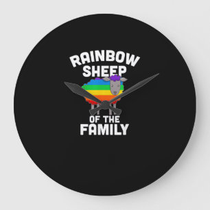 Rainbow Sheep Of The Family Gay Pride LGBTQ Equali Large Clock