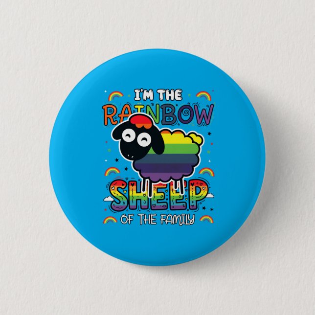 Rainbow Sheep Pride Family Statement T 6 Cm Round Badge (Front)