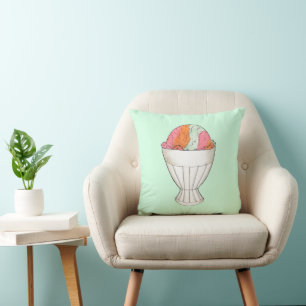 Rainbow Sherbet Ice Cream Sorbet Dessert Green Cushion