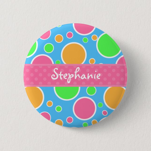 Rainbow Sherbet Polka Dots 6 Cm Round Badge (Front)