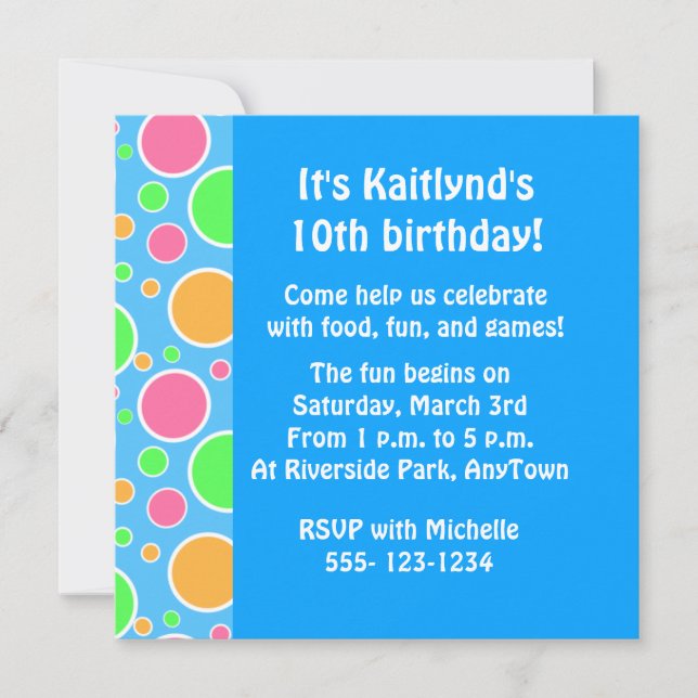 Rainbow Sherbet Polka Dots Invitation (Front)