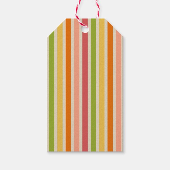 Rainbow Sherbet Vintage Striped Gift Tag (Front)