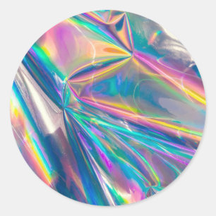 Rainbow Shimmer Metallic Paper Design Classic Round Sticker