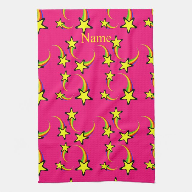 Rainbow Shooting Stars Thunder_Cove Tea Towel (Vertical)