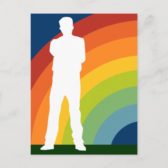 rainbow silhouetted man postcard (Front)