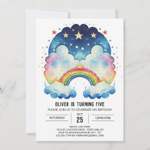 Rainbow Simple Clouds Birthday Invitation