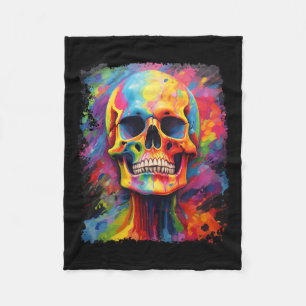 Rainbow Skeleton Anatomy Scary Halloween Fleece Blanket