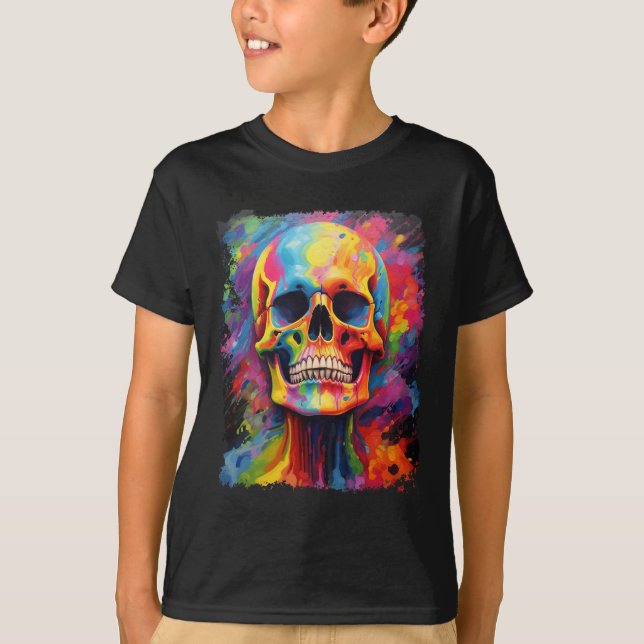 Rainbow Skeleton Anatomy Scary Halloween  T-Shirt (Front)