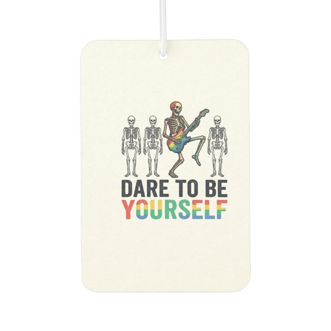 Rainbow Skeleton Dare to Be Yourself Vector Design Car Air Freshener (Front)