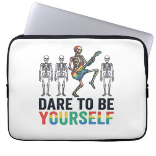 Rainbow Skeleton Dare to Be Yourself Vector Design Laptop Sleeve