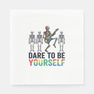 Rainbow Skeleton Dare to Be Yourself Vector Design Napkin