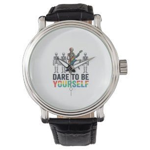 Rainbow Skeleton Dare to Be Yourself Vector Design Watch