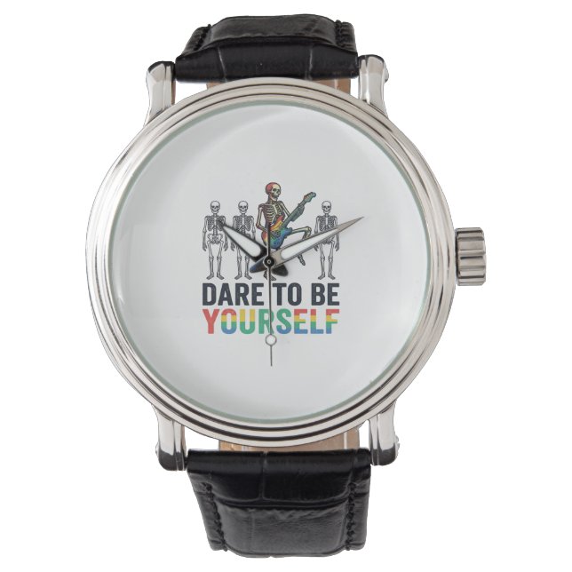 Rainbow Skeleton Dare to Be Yourself Vector Design Watch (Front)