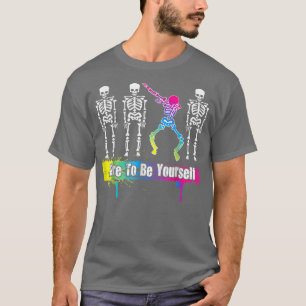 Rainbow Skeleton Different Gay Pride LGBTQ Awarene T-Shirt