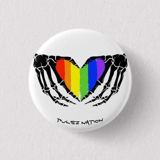 Rainbow Skeleton Hands Heart Gay Pride  3 Cm Round Badge (Front)