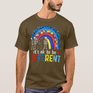Rainbow Skeleton It's Ok To Be Different Autism Aw T-Shirt