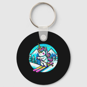 Rainbow Skiing Unicorn Kawaii Ski Cute Pastel Soft Key Ring