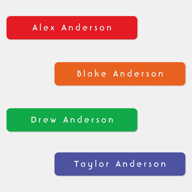 Rainbow Skinny Waterproof Adhesive Kid's Labels (Group)