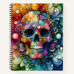 Rainbow Skull Alcohol Ink Deluxe Notebook