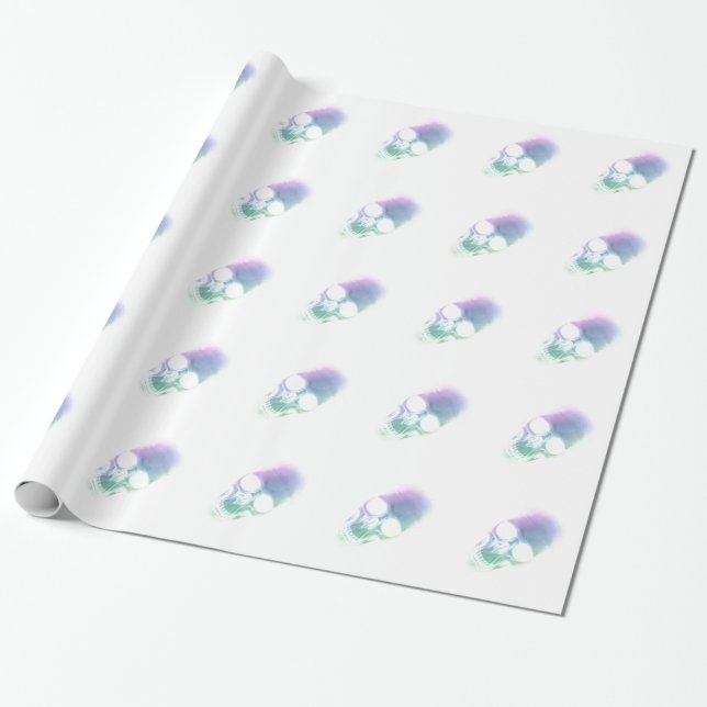 Rainbow Skull - Custom Background Wrapping Paper (Unrolled)