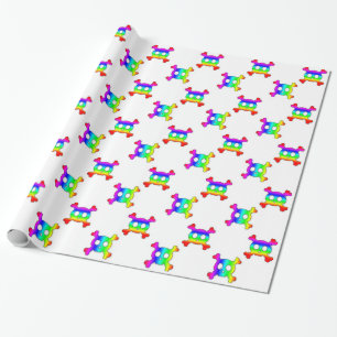 Rainbow Skulls and Crossbones wrapping paper