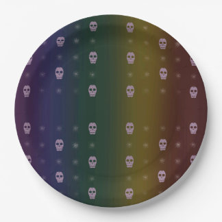 Rainbow Skulls Paper Plate