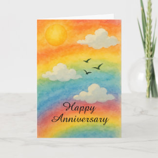 Rainbow Sky Anniversary – LGBTQ+ Love Celebration Card