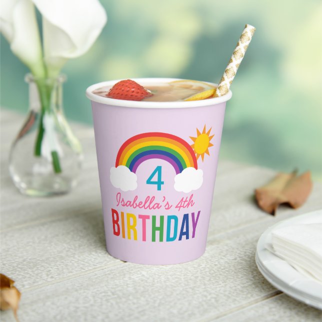 Rainbow Sky Girls Birthday Party Purple Paper Cups (Insitu)