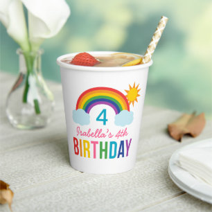 Rainbow Sky Girls Birthday Party White Cup