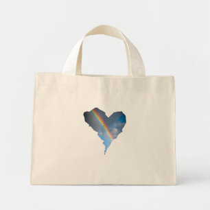 Rainbow Sky Heart Tote Bag Dreamy Nature Canvas