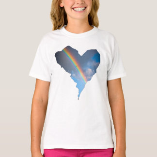 Rainbow Sky Heart Tote Bag | Dreamy Nature Canvas T-Shirt