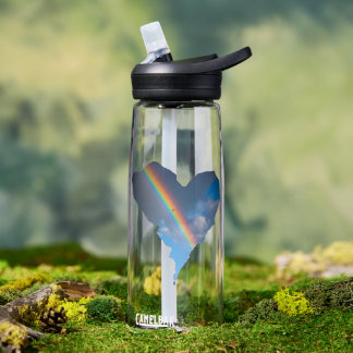Rainbow Sky Heart Tote Bag | Dreamy Nature Canvas Water Bottle