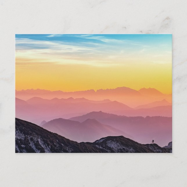 Rainbow Sky Mountains Postcard (Front)