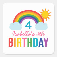 Rainbow Sky White Girls Birthday Party