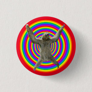 Rainbow Sloth 3 Cm Round Badge