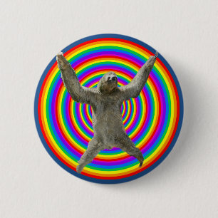 Rainbow Sloth 6 Cm Round Badge