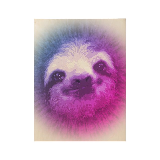 Rainbow Sloth Wood Poster (Front)