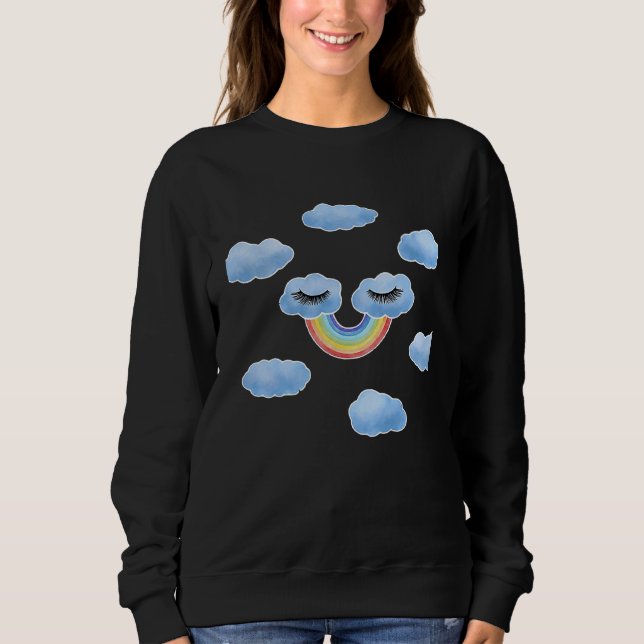Rainbow Smile Clouds Mindfulness Peace Relax Happy Sweatshirt (Front)