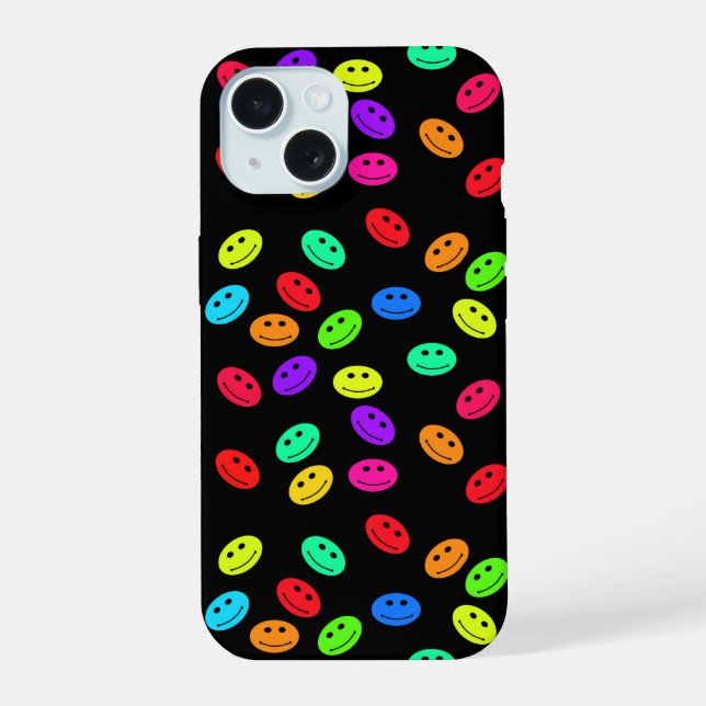 Rainbow Smile Faces iPhone 15 Case (Back)